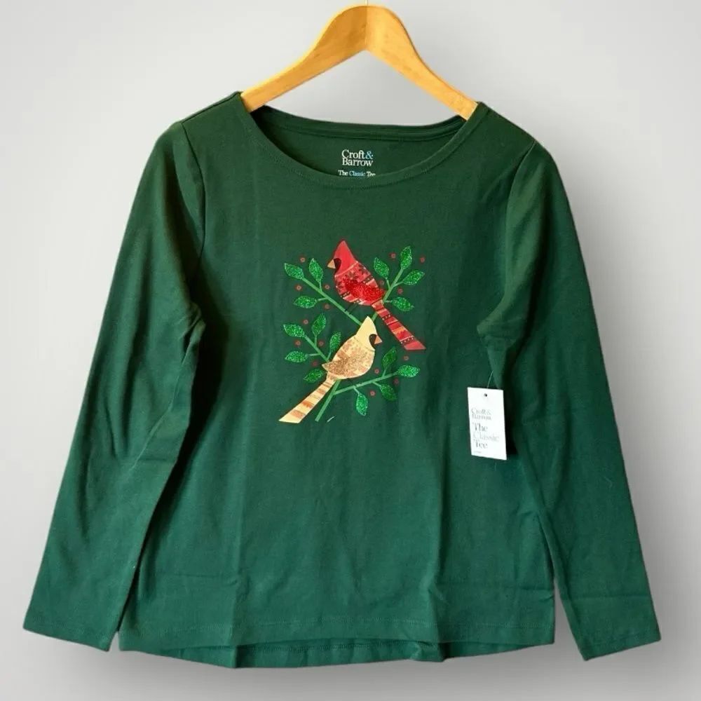 🎉5 for $40 🎉NWT Croft & Barrow Top Shirt Long Sleeve Christmas Women Size S